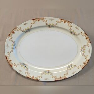 Vintage Meito China- Elegant Hand Painted Floral Oval Serving Platter